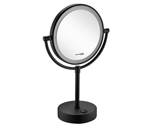 K-1005BLACK Double-sided mirror with LED illumination, normal and 3x magnification