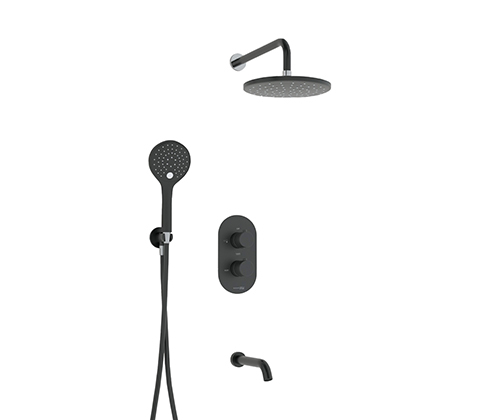 A177477 Thermo Built-in bath set with overhead shower head, shower head and spout