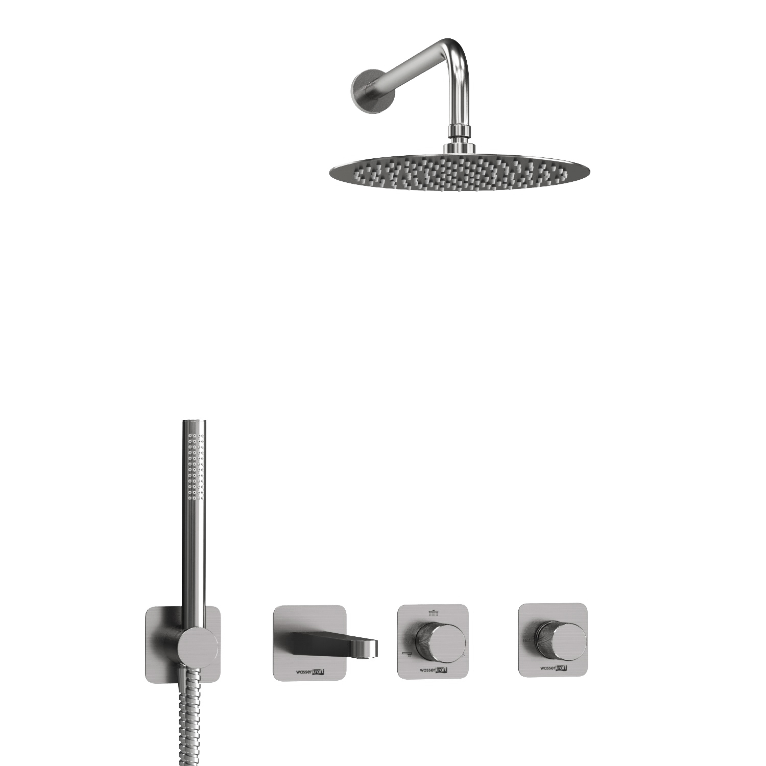 A6451.297.298.097.121.275.100.276 Built-in bath set with overhead shower head, shower head and spout