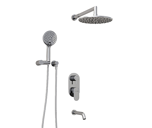 A175819 Built-in bath set with overhead shower head, shower head and spout