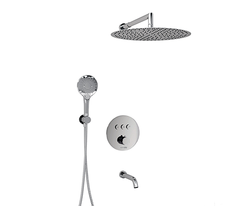 A175817 Thermo Built-in bath set with overhead shower head, shower head and spout