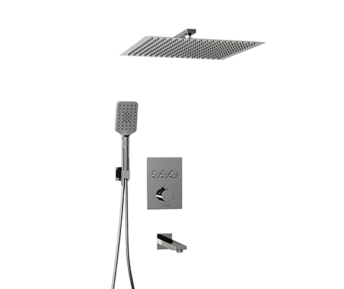 A171919 Thermo Built-in bath set with overhead shower head, shower head and spout