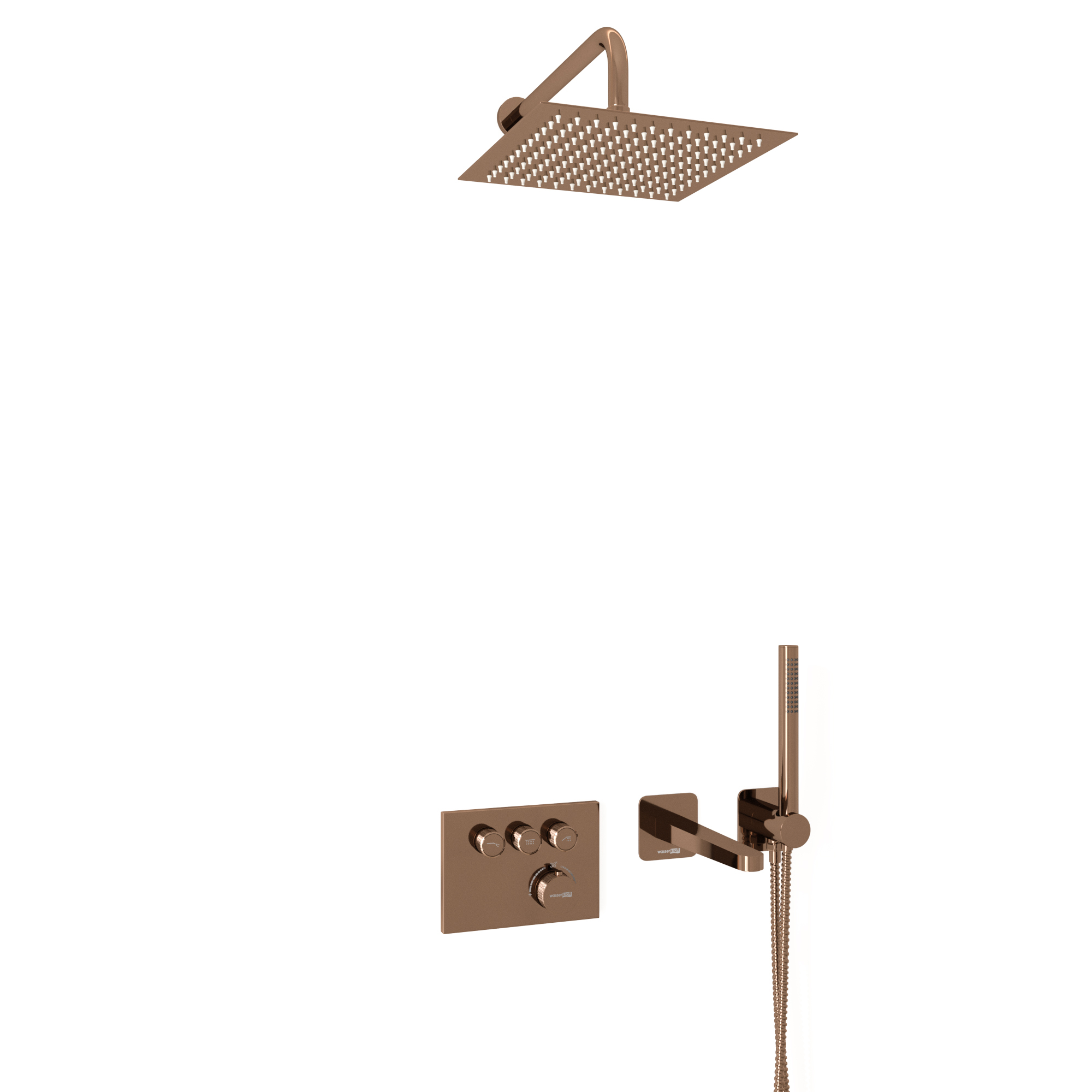 A7758.338.329.290.292.291.311 Thermo Built-in bath set with overhead shower head, shower head and spout