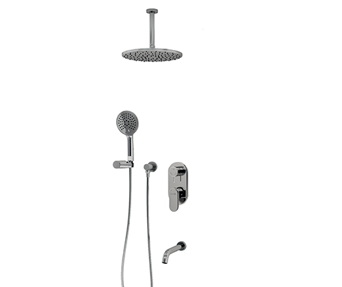A175868 Built-in bath set with overhead shower head, shower head and spout