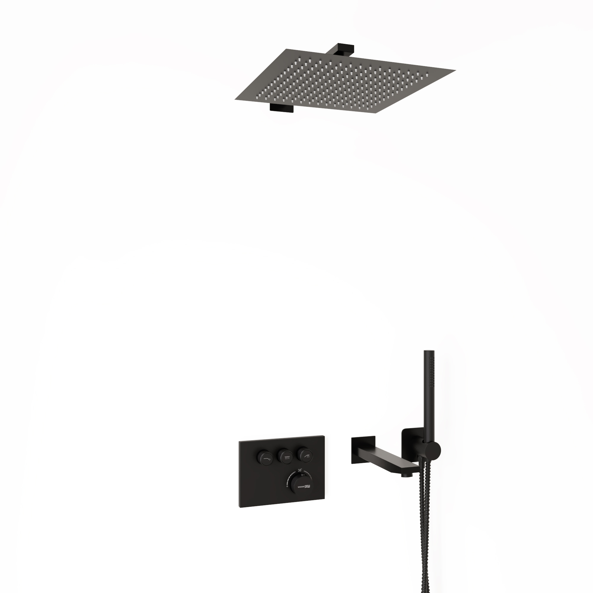 A7458.219.162.302.240.217.220 Thermo Built-in bath set with overhead shower head, shower head and spout