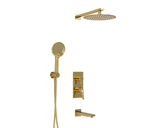 A71208 Built-in bath set with overhead shower head, shower head and spout