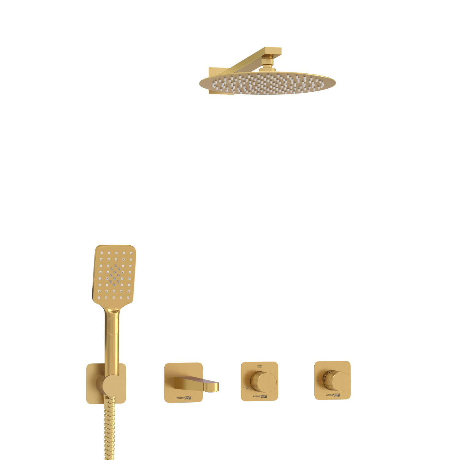 A8251.307.308.180.259.285.194.201 Built-in bath set with overhead shower head, shower head and spout