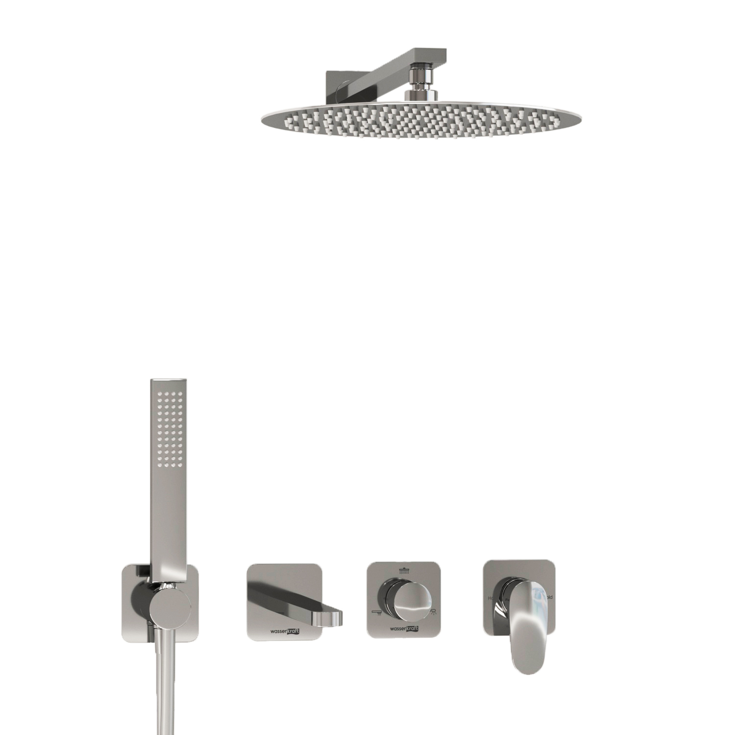 A3151.269.270.090.116.271.087.103 Built-in bath set with overhead shower head, shower head and spout