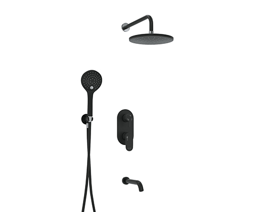 A177471 Built-in bath set with overhead shower head, shower head and spout