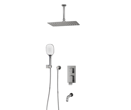 A171668 Built-in bath set with overhead shower head, shower head and spout